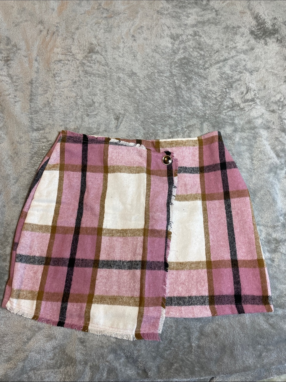 HYFVE Pink Plaid Wrap Mini Skirt